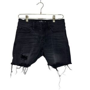 Hollister Mid‎ Rise Shorts Womens Size 28 Black Cut Off Denim Casual Beach Mom